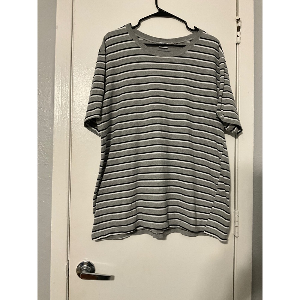 Mission Ridge Mens 2XL Grey Black White Horizontal Striped Crewneck T-Shirt